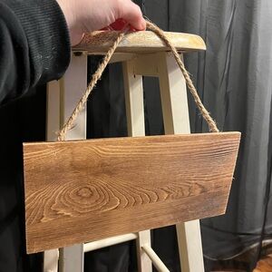 Rustic Wood Hanging Sign - Natural Brown